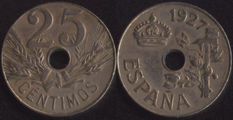 Spain 25 centimo 1927