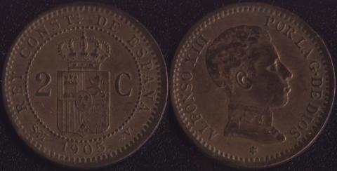 Spain 2 centimo 1905