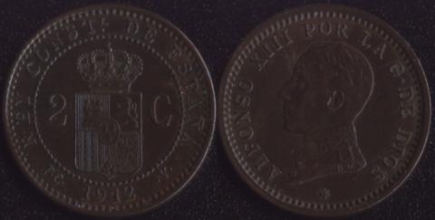 Spain 2 centimo 1912