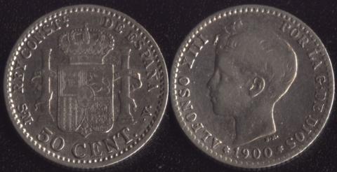 Spain 50 centimo 1900