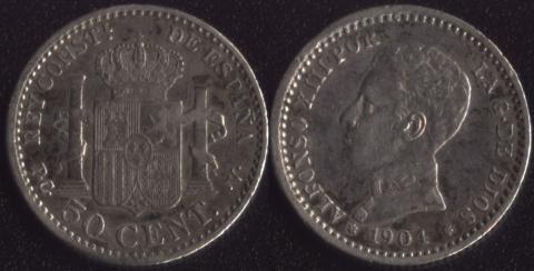 Spain 50 centimo 1904