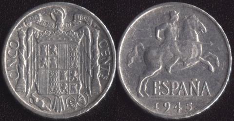 Spain 5 centimo 1945