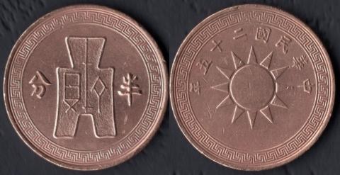 China 1/2 cent 1936