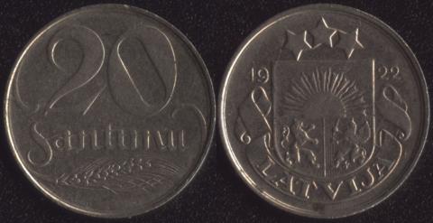 Latvia 20 centimes