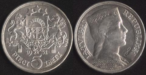 Latvia 5 lats 1931