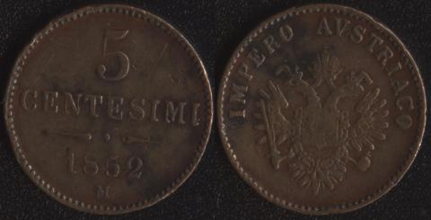 Kingdom of Lombardy-Venice 5 centesimo 1852