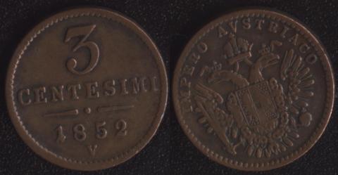 Kingdom of Lombardy-Venice 3 centesimo 1852