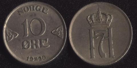 Norway 10 ore 1920