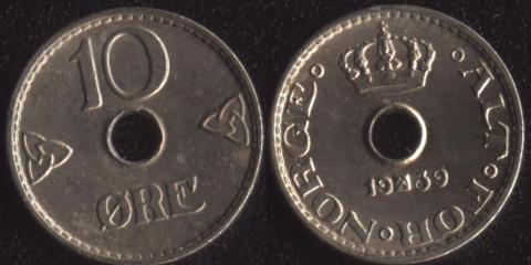 Norway 10 ore 1939