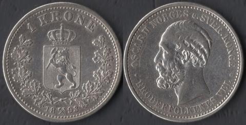 Norway 1 krona 1893
