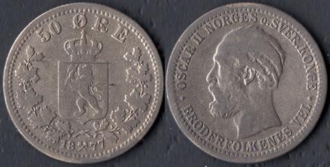 Norway 50 ore 1877