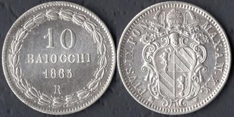 Papal region 10 baiocco 1865