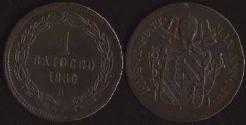 Papal region 1 baiocco 1850