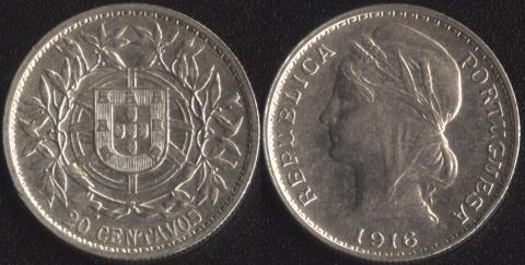 Portugal 20 centavo 1916