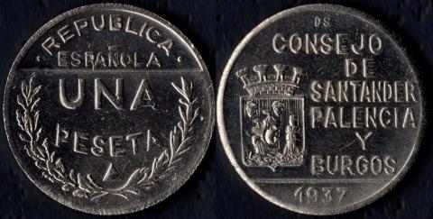 Santander, Palencia and Burgos 1 peseta