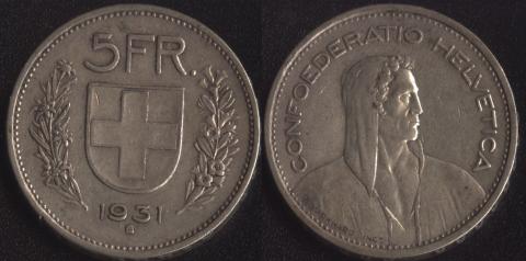 Switzerland 5 francs 1931