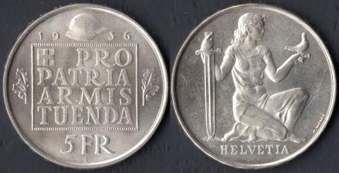 Switzerland 5 francs 1936