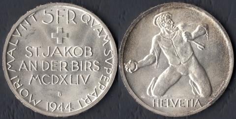 Switzerland 5 francs 1944