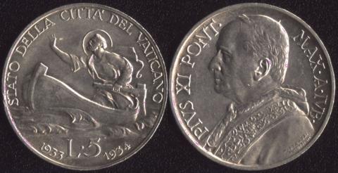 Vatican 5 lire 1933-1934