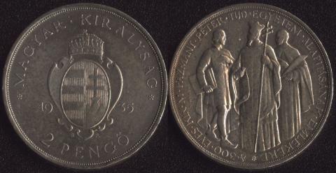 Hungary 2 pengo 1935 (300 years University