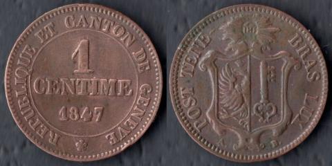Geneva 1 centime 1847