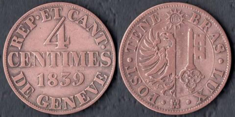 Geneva 4 centimes 1839
