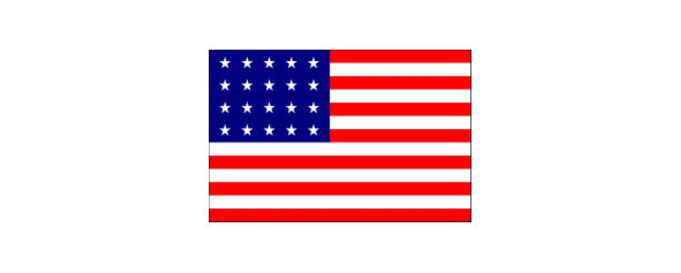 Two versions of the US flag with 20 stars