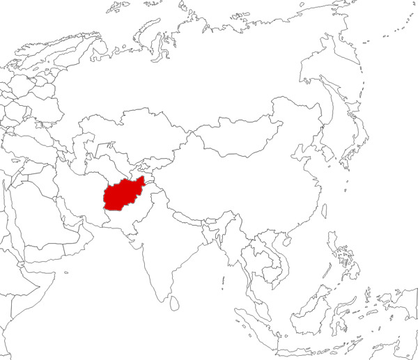 Afganistán en el mapa