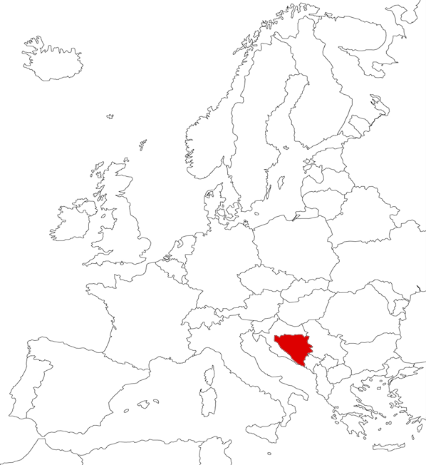 Bosnia y Herzegovina en el mapa