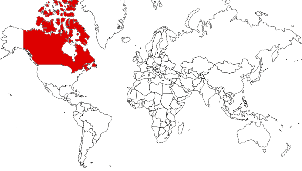 Canadá en el mapa