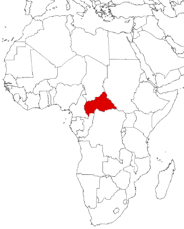 República Centroafricana de en el mapa