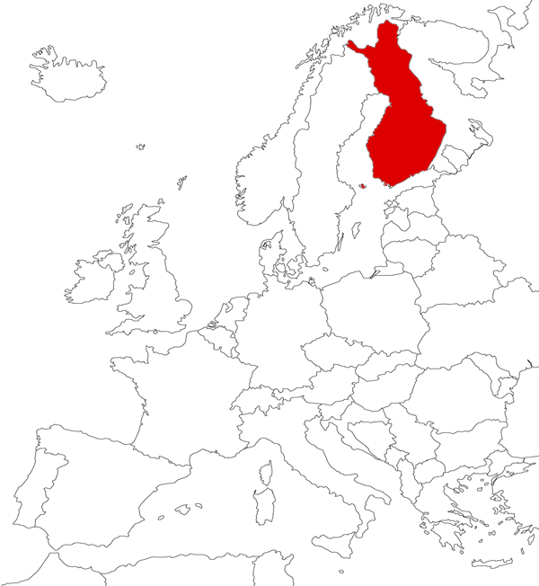 Finlandia en el mapa