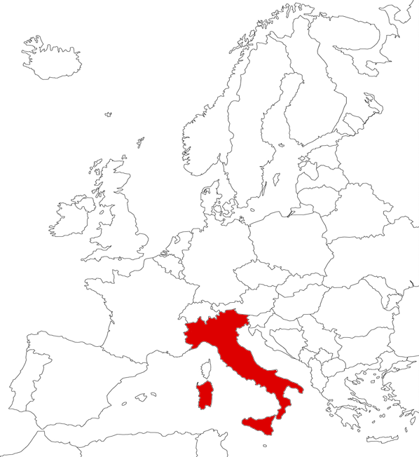 Italia en el mapa