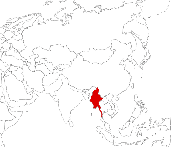 Myanmar en el mapa