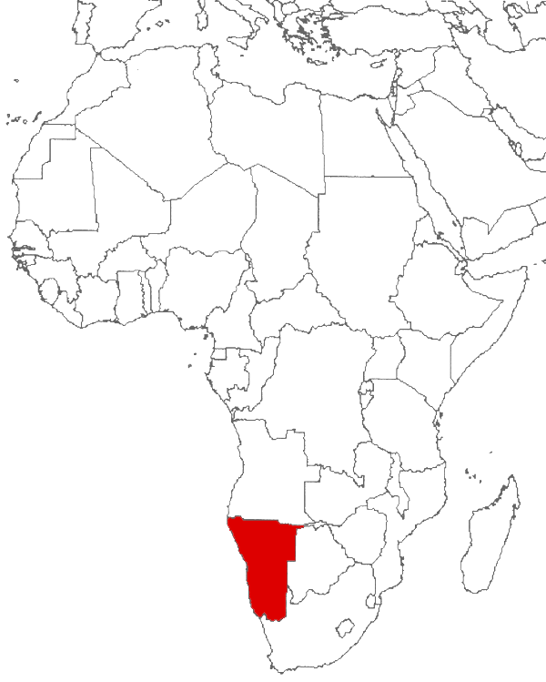 Namibia en el mapa