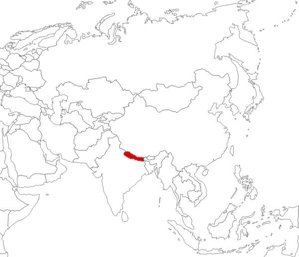 Nepal en el mapa