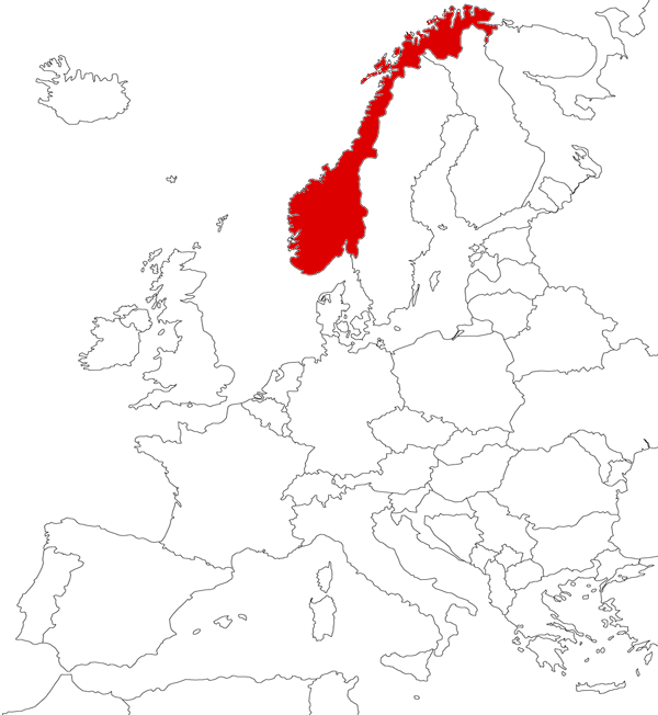 Noruega en el mapa