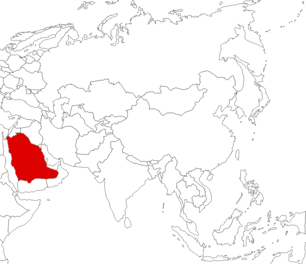 Arabia Saudí en el mapa