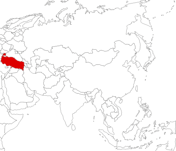 Turquía en el mapa