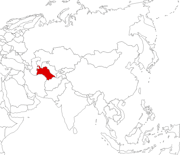 Turkmenistán en el mapa