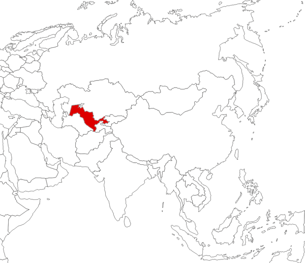 Uzbekistán en el mapa