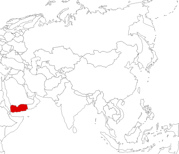 Yemen en el mapa