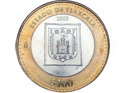 100 pesos conmemorativos 180 Aniversario de Federación