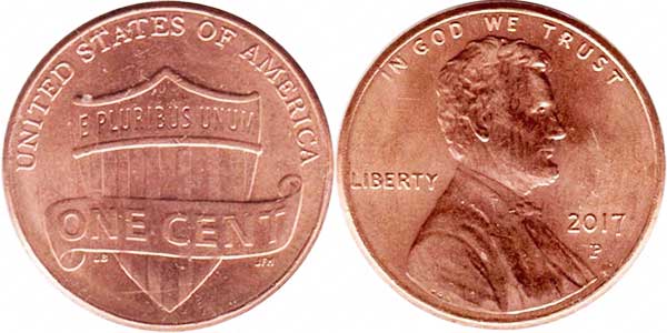 1 centavo de dólar estadounidense 2017 P