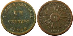 Argentina moneda 1 centavo 1854