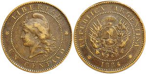 Argentina moneda 1 centavo 1884