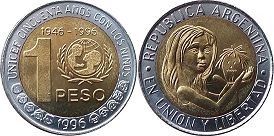 Argentina coin 1 peso 1996 Unicef