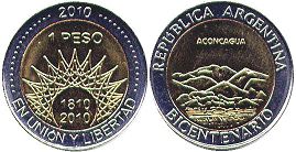 Argentina moneda 1 peso 2010 Aconcagua