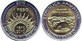 Argentina coin 1 peso 2010 Perito Moreno Glacier