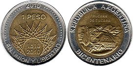 Argentina coin 1 peso 2010 Pucara of Tilcara